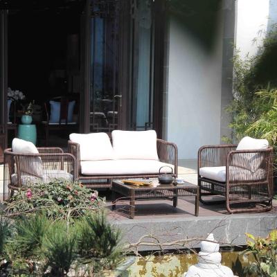 China Modern Rattan Olifen Sofa Set Patio Garden Outdoor Hotel BH-154 Courtyard Luxury Table Alum Wicker Furniture for sale