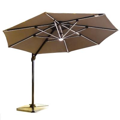 China Modern High Quality Luxury Rotating Patio Roma Hanging Solar Lights 360 Degree Medium Garden Umbrella KM-6706 for sale