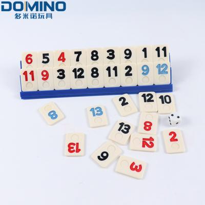 China Hot Sale Stylish Digital Donimoes Mini Travel Melamine Rummy Melamine Rummy Tile Plastic Board Game In Wooden Case With Wooden Stand for sale