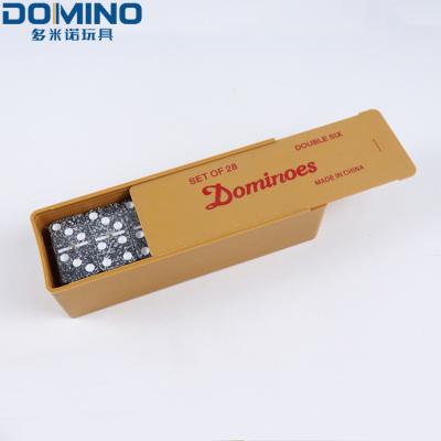 China Double Six Elegant Blue Marble Effect Dominoes With Colored Dominoes Colors Dot In Custom Plastic Box for sale