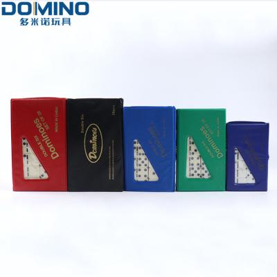 China Wholesale Elegant Dominoes Set of 28 PVC Double Six Dominoes Carry Case Traditional Travel Game Toy for sale