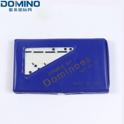 China Factory Price Stylish High Quality Dominoes Double Six Ivory Dot Golden Spinner Dominos With Black PVC Cases Of Domino Blocks for sale