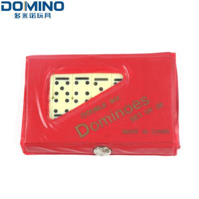 China Travel Game Toy Mini Domino Stylish Traditional Blocks Double Six Dominoes Set 28 in PVC Carry Case for sale