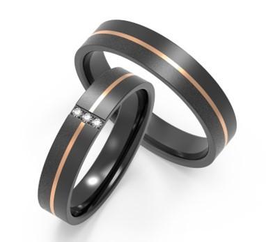 China Couple Black Zirconium Ring Polished Hypoallergenic Zirconium Metal Ring for sale