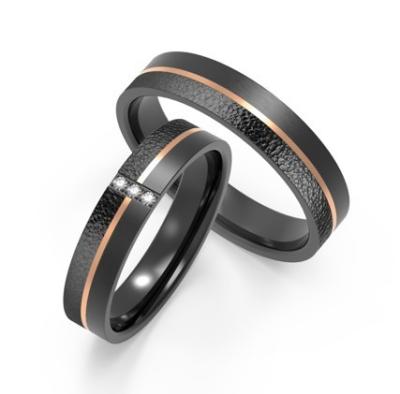 China Stylish Forged Carbon Fiber Ring Black Titanium Alloy Wedding Band Embellished With Zircon for sale