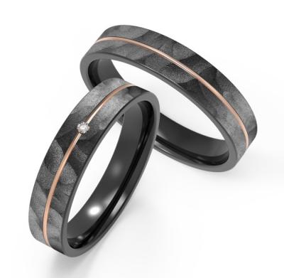 China Imitation Stone Texture Black Titanium Ring 8mm Width Polished For Unisex for sale