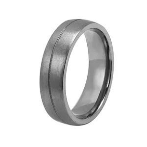 China Mens Thin Line Tantalum Ring Wedding Band Finger Anillos Titanium Steel Black Rings for sale