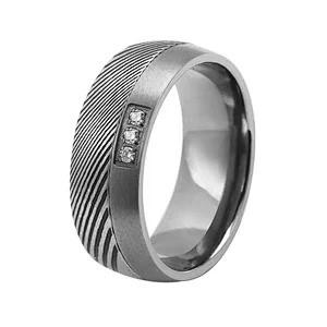 China 8mm Jewelry Damascus Steel Wedding Band Rings For Men Women for sale