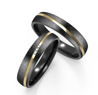 China Customizable Black Titanium Ring Fade Resistant Couple Zirconium Ring Set for sale