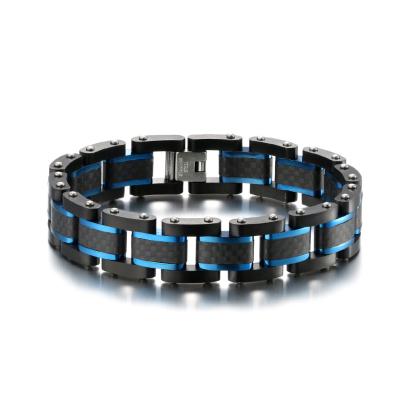 China Customized Stainless Steel Chain Bracelet Jewelry Men's Carbon Fiber Bracelet for sale