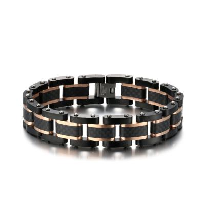 China Fashion Plating Rose Gold Stainless Steel Bracelet Jewelry Watch Mens Punk Bracelets for sale