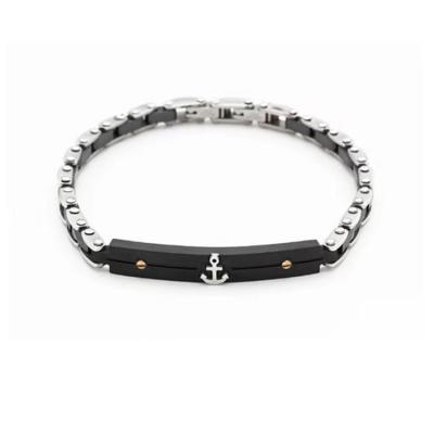 China Mens Black Hip Hop Stainless Steel Bracelet For Men With High End And Special Design for sale