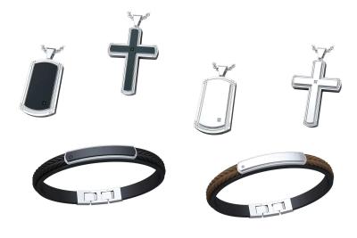 China Fashion Stainless Steel Jewelry Set Men's Cross Necklace Pendant Link Bracelet Set for sale