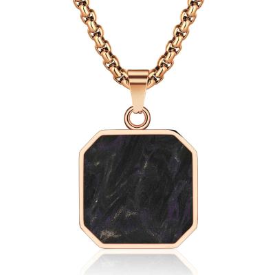 China Religious Cross Forged Carbon Fiber Pendant Rose Gold Men Metal Chain Necklace for sale