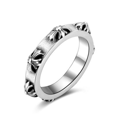 China 316l Stainless Steel Men's Rings Carved Flowers Ring Gift Jewelry Cool Rock Rings for sale