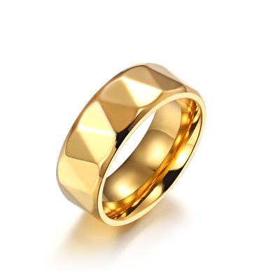 China 8MM Fashion Men Jewelry Gold Plating Rings Stainless Steel Punk Jewelry for sale