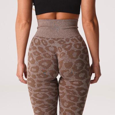 China 2022 New Yoga Sport Gym Women Breathable High Waisted Workout Leopard Leggings Crac! crack! high quality tok pant tip from tik for sale