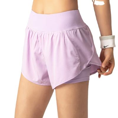 China Fashion Women Double Layer Fabric Antibacterial Fitness Shorts For Women Running Shorts for sale