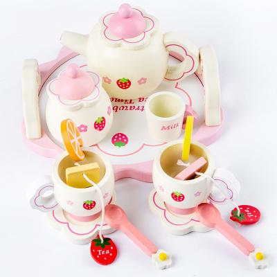 China Simulation afternoon tea set simulation afternoon tea set play house game wooden tea set toy for sale