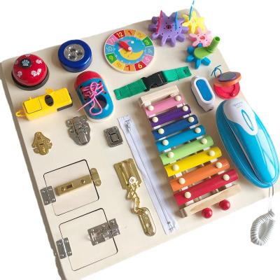 China Children's teaching aid busy board wooden telephone puzzle busy toy multifunctional busy board for sale