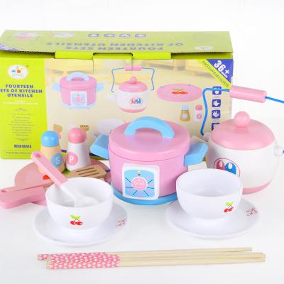 China Happy Metal Kitchen Toys Pretend Cooking Game 14 Piece Set Child Early Education Simulation Kitchen Toys for sale