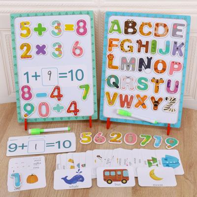 China DIY TOY Spielzeug Multifunctional Magnetic Letter Jigsaw Puzzle Children's Number Board Early Education Toys Matching Drawing Board for sale