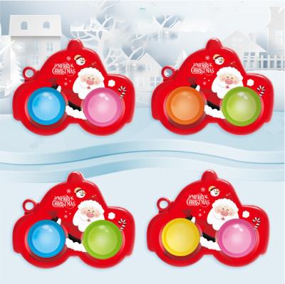 China TPR Christmas Car Shape Mini Finger Press Bubble Music Two-finger Pressure Reducer Fingertip Decompression Toy for sale