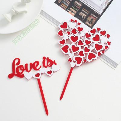 중국 Valentine's Day Gift& Hot Selling Wedding Festival Decoration 2021 Double-Layer Love Heart Acrylic Cake Topper For Wedding Valentines Day Decoration 판매용