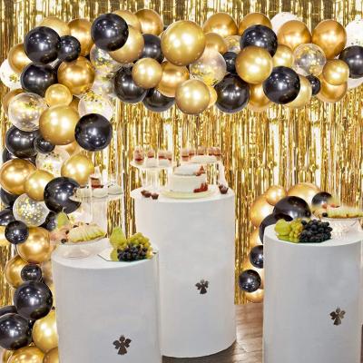 China Wedding Birthday Party Decoration Garland Kit Balloon Arch Garland For Party Decoration Gold Black Curtain Balloon for sale