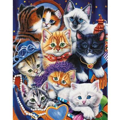 China Full Abstract Mosaic Diamond Painting Kit Wholesale Animal Cat Drill Diamond Painting Cute 2021Custom 5D Drill Rhinestone for sale