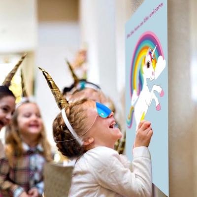 China Birthday Pin The Horn On The Unicorn Gifts Supplies Game Poster Toy For Kids Birthday Party Decorations for sale