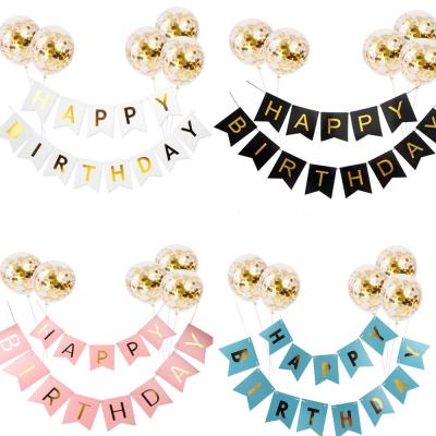 China Happy Birthday Paper Party New Products Decoration 12inch Hanging Confetti Balloon Set With Birthday Banner Latex Balloons Set zu verkaufen