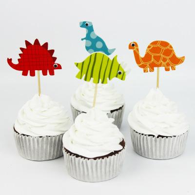 China Amazon Party Decoration Hot Selling 24 Pcs Dinosaur Cupcake Picks Food Fruit Cupcake Toppers For Birthday Party Cake Decoration for sale