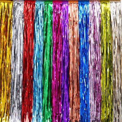 China PET 1x2m Tassel Curtains Rain Silk Curtain Balloons Decoration For Wedding Birthday Festival Party Background Wall Decor Supplies zu verkaufen