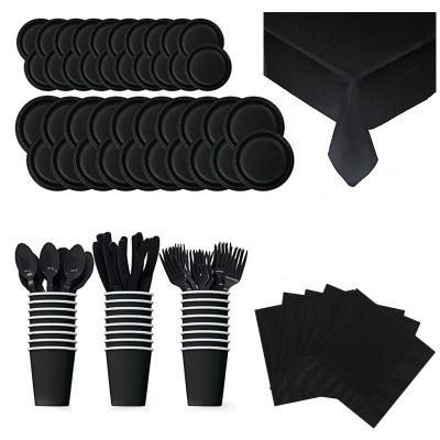 中国 Disposable Paper Tableware For 24 Serves 2 Plates Cups Napkins Cutlery Tablecovers Full Sizes Supplies Pack 販売のため