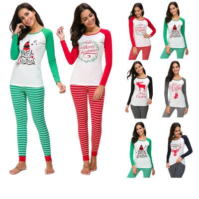 China Hot Sale Customized QUICK DRY High Quality Christmas Pajamas Ladies Printing Casual Pajamas Set Multicolor Plus Size for sale