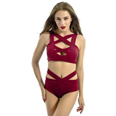 China Viable Women's 2 Piece Halter Swimwear Sexy Swimsuit String Ring Chain Triangle Bikini Set for sale