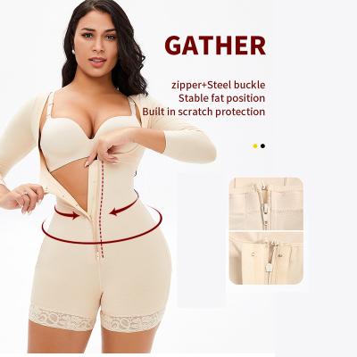 China Breathable Long Sleeve Adjustable Buckle Zipper Waist Abdomen Buttocks Corset Female Body Shaper S-6XL for sale