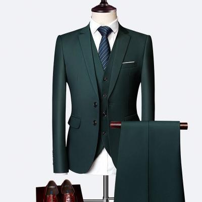 China 3 Piece Luxury Men's Suit Anti-Shrink Luxury Men's Suit Solid Color Slim Business Suit Wedding Suits Plus Size Men Blazer+ Pants + Vest for sale