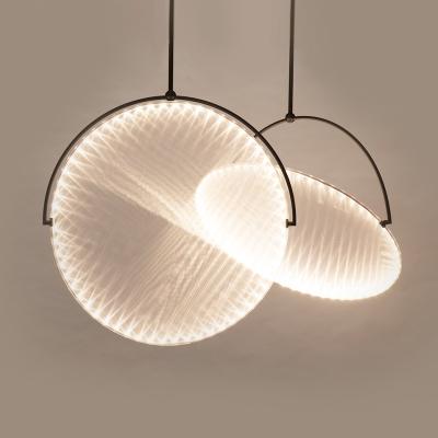 China Modern New Design Nordic Round Drum Cloth LED Pendant Lamp For Hotel Living Room Bedroom Home Decor Modern Suspension Light for sale