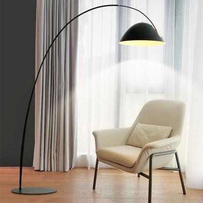 China Nordic modern long arm arc fish floor lamp for hotel living room study bedroom living room lamp stand for sale