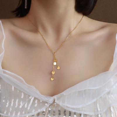 China Vintage Fashion Rose Gold Silvery Stainless Steel Small Dics Hearts Necklace for sale