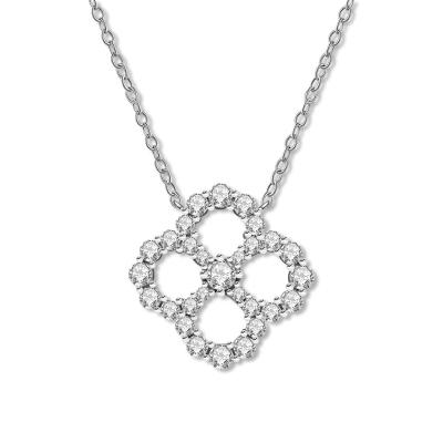 China FASHIONABLE Diamond High Carbon Four Leaf Clover S925 2021 Flower Hollow Silver Necklace for sale