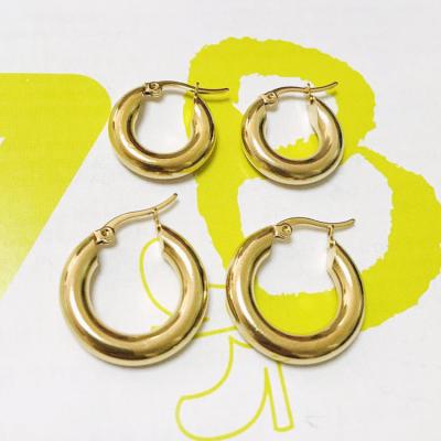 China FASHIONABLE Factory Direct Classic 18k Gold Plated Stainless Steel Round C Shape Hoop Earrings for sale