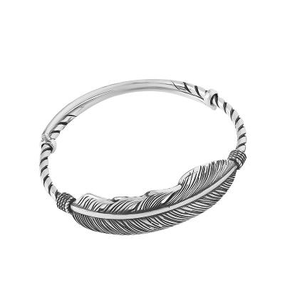 China Retro Fashion Vintage Feather Bangle Vintage Design Adjustable Bracelet For Women Men for sale