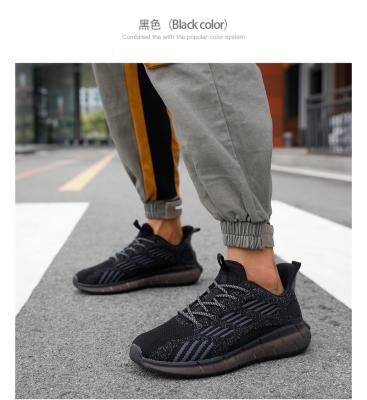 China 2020 Breathable Flight Knit Style Hot-selling Upper Fly Woven Upper Elastic Men's Sports Casual Shoes for sale