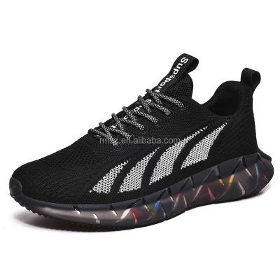 China New breathable luminous fly knit zapatillas capellada upper lightweight men's sports running shoes for sale