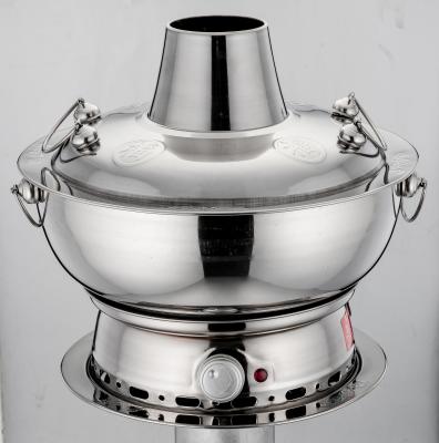 China Detachable Sustainable Electric Stainless Steel and Charcoal Hotpot in Silver for sale