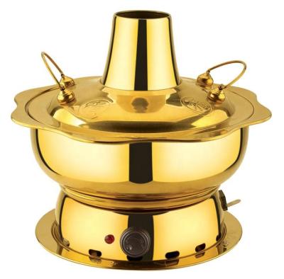 China Sustainable New Arrival Stainless Steel Electric Detachable Hotpot and Charcoal Gold for sale