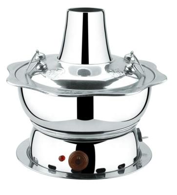 China Sustainable New Arrival Stainless Steel and Charcoal Electric Detachable Hotpot in Silver for sale